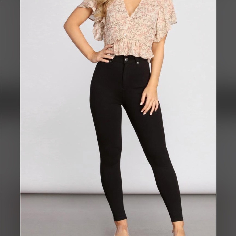 Black Super High Rise Skinny Ponte Pants